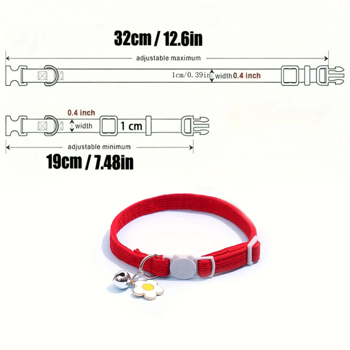 Cat Collar with Bell and Flower Charm