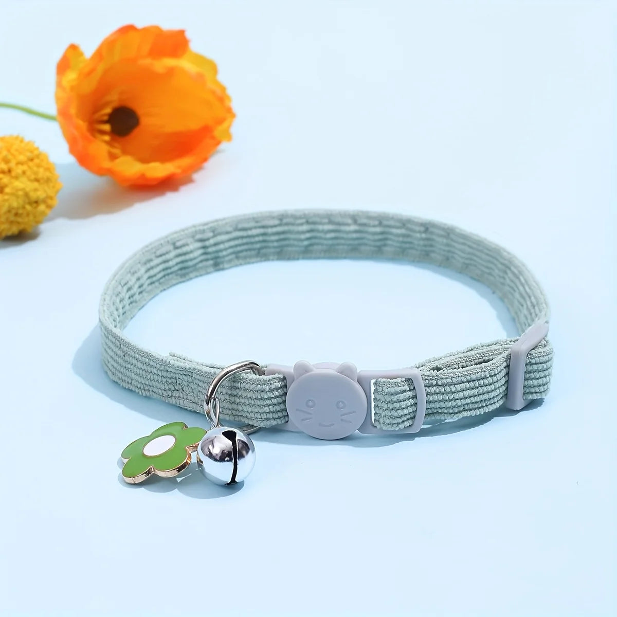 Cat Collar with Bell and Flower Charm