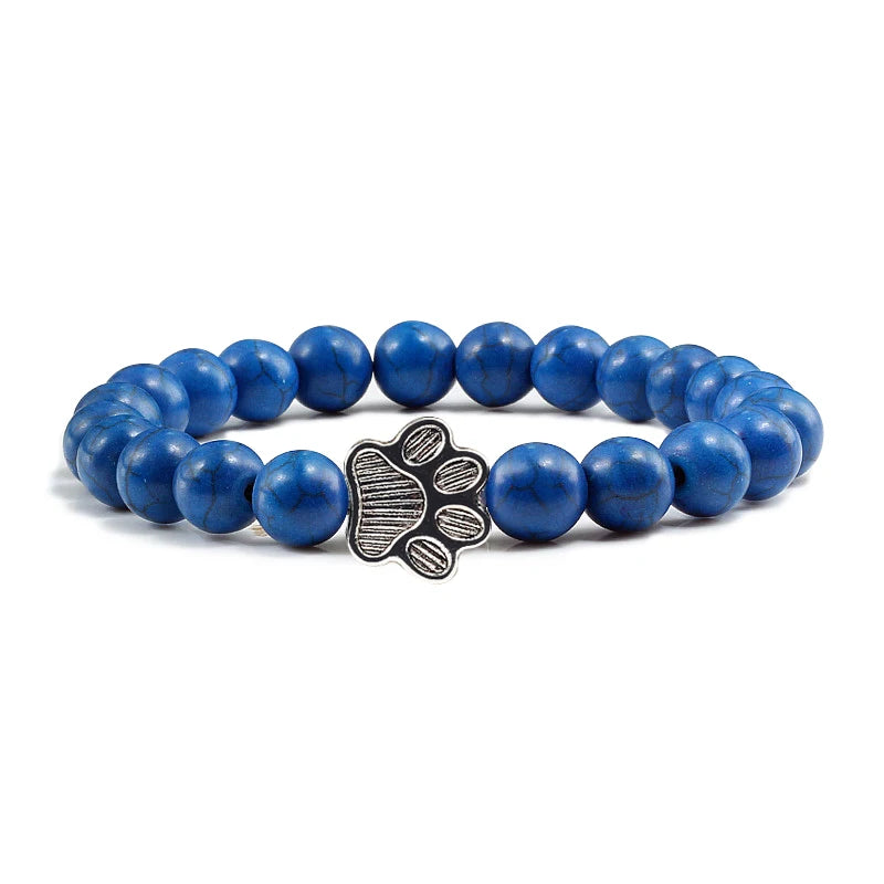 Cat Paw Lava Stone Bead Bracelet