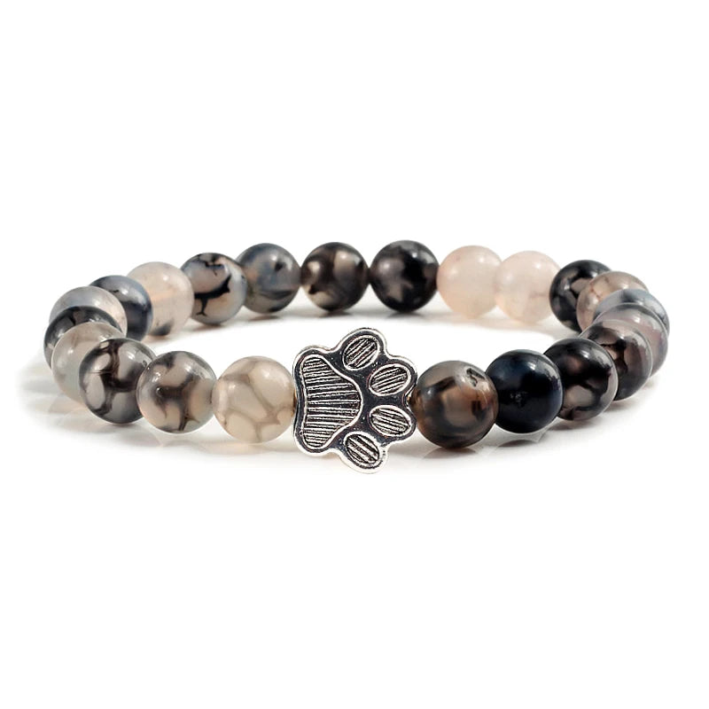 Cat Paw Lava Stone Bead Bracelet