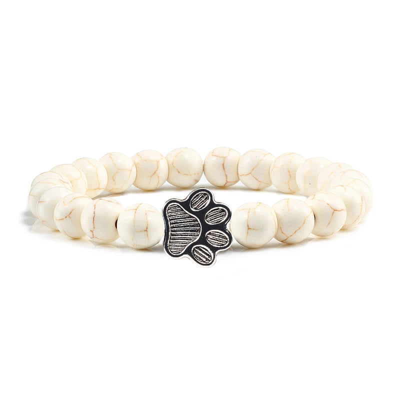 Cat Paw Lava Stone Bead Bracelet