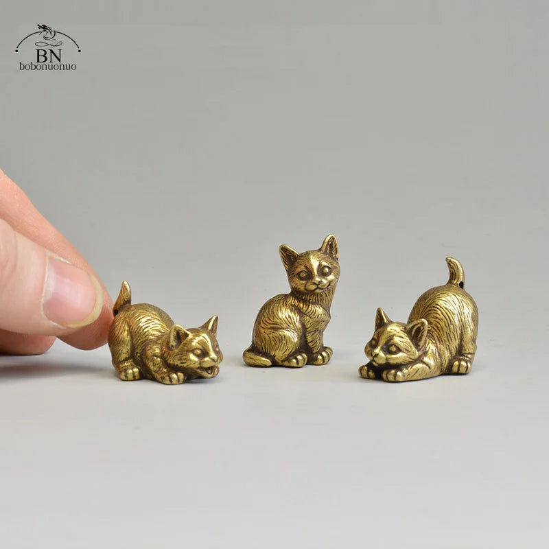 Mini Brass Cat Figurines