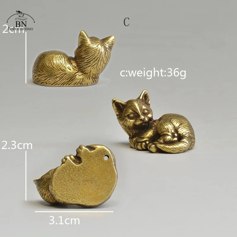 Mini Brass Cat Figurines
