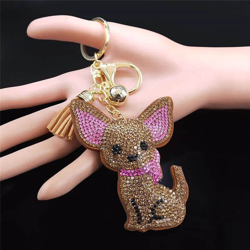 Crystal Cat & Dog Keyring