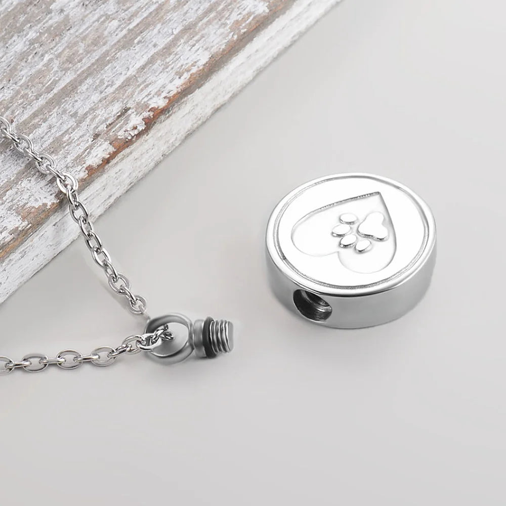 Paw Print Heart Keepsake Locket Necklace