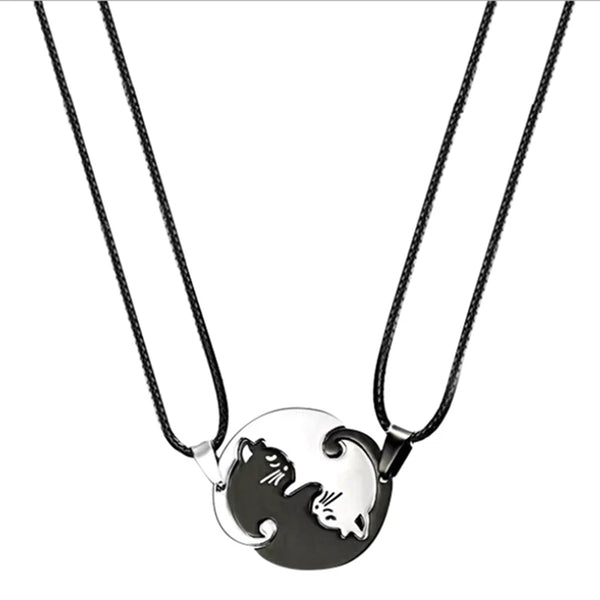 Yin Yang Cat Puzzle Necklace Set