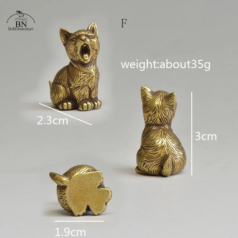 Mini Brass Cat Figurines