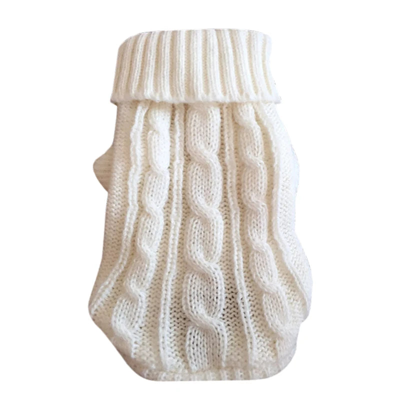 Cable Knit Jumper for Small Dogs and Cats - White / XS (0.5 to 1 kg)