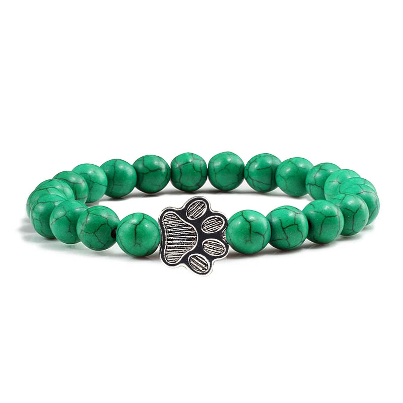 Cat Paw Lava Stone Bead Bracelet
