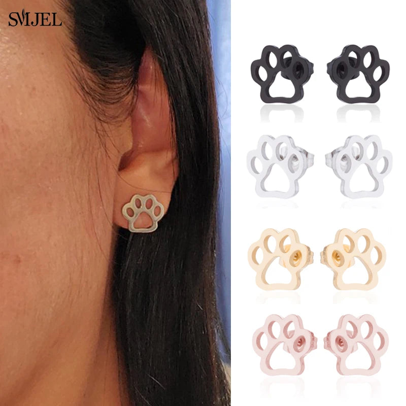 Paw Print Stud Earrings