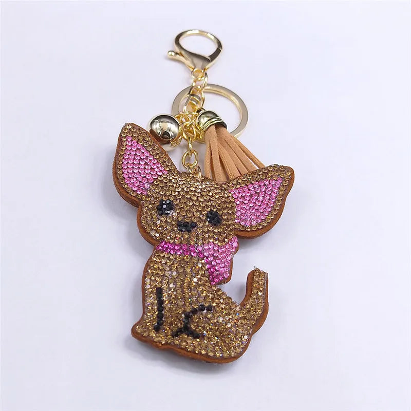 Crystal Cat & Dog Keyring