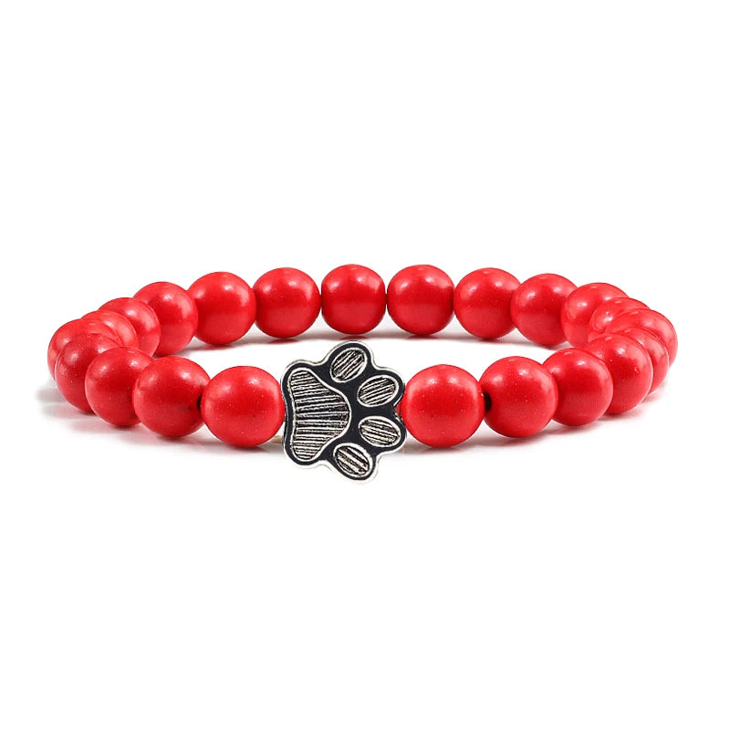 Cat Paw Lava Stone Bead Bracelet