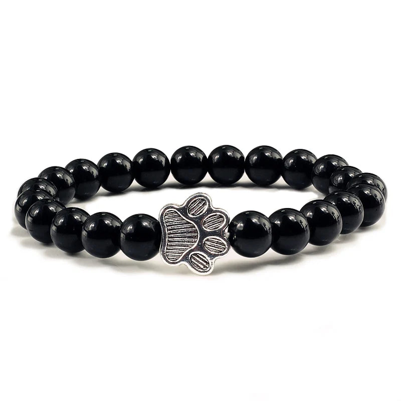 Cat Paw Lava Stone Bead Bracelet