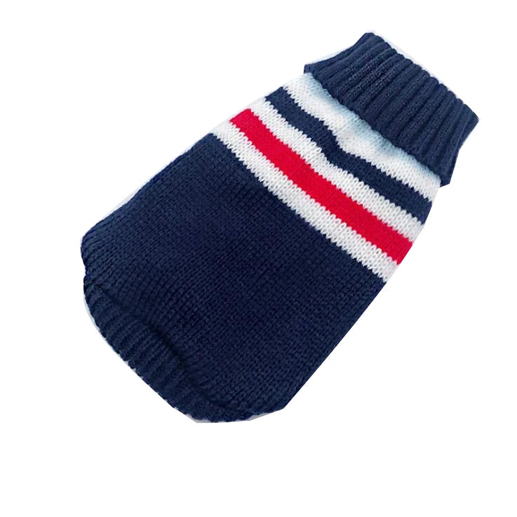 Christmas and Winter Jumper for Small Dogs and Cats - Blue Stripe / S