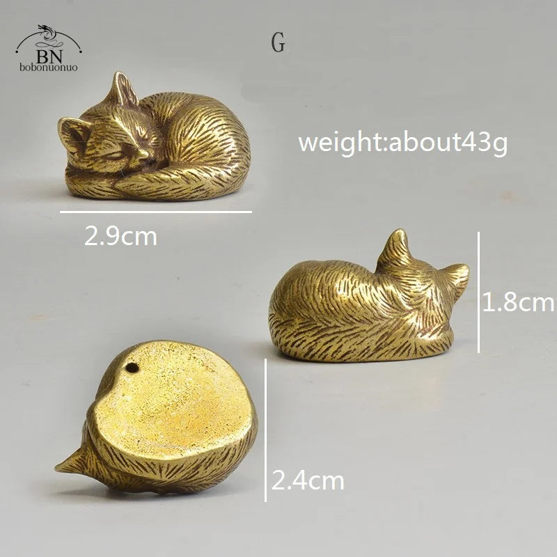 Mini Brass Cat Figurines