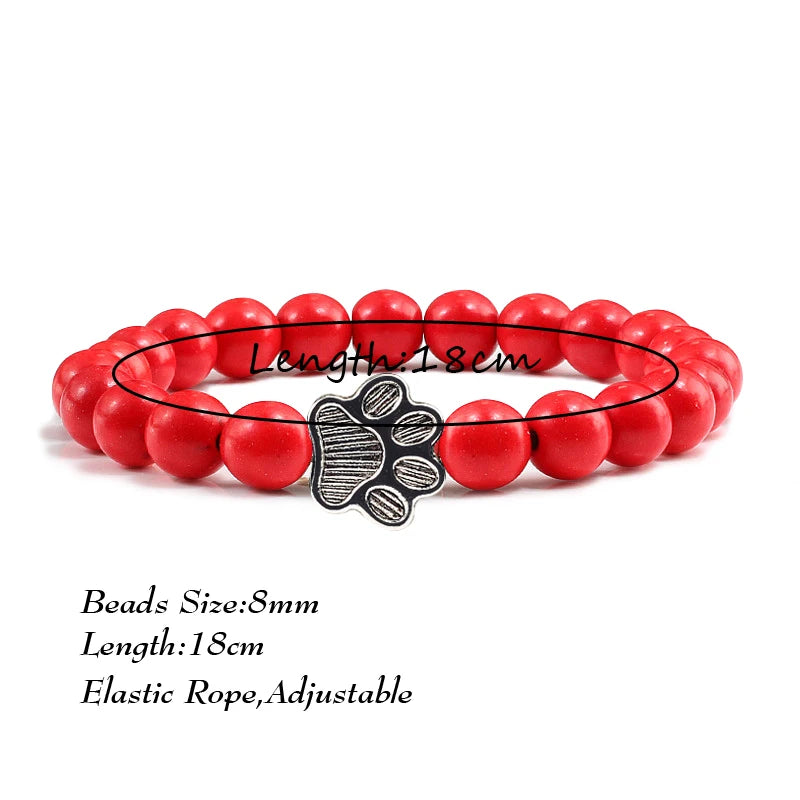 Cat Paw Lava Stone Bead Bracelet