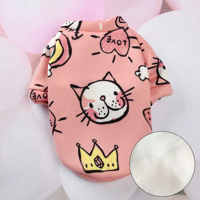 Printed Fleece Top for Sphynx Cats - Pink rainbow / XS