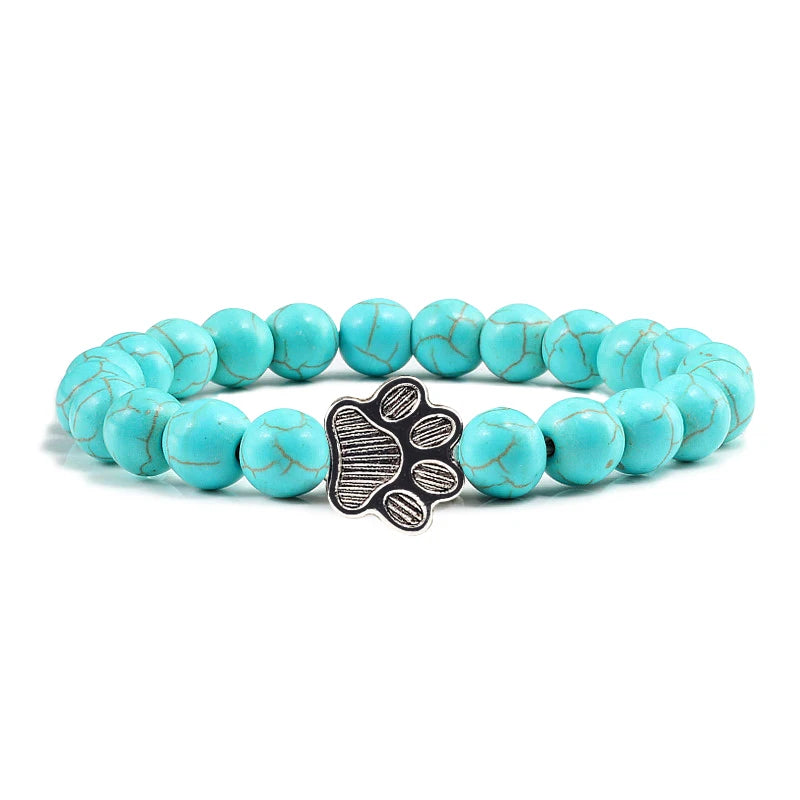Cat Paw Lava Stone Bead Bracelet