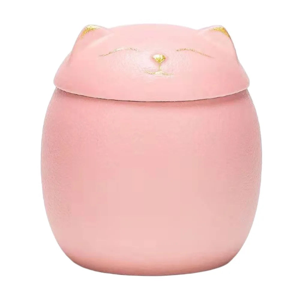 Pink cat ceramic urn