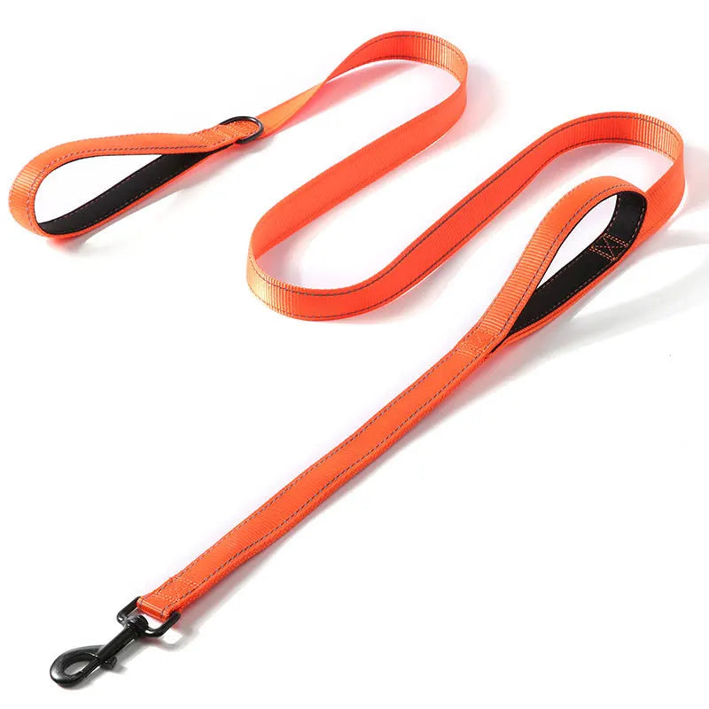 Double-Handle Reflective Dog Lead - Orange / 1.2 m