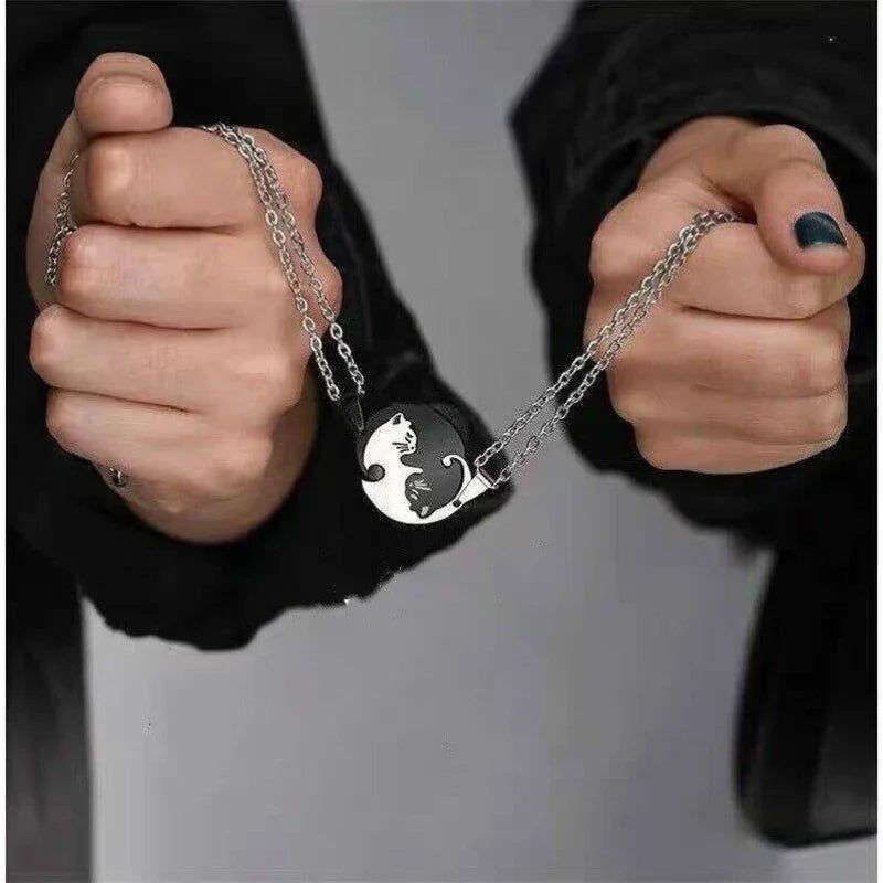 Black & White Cat Couple Necklaces