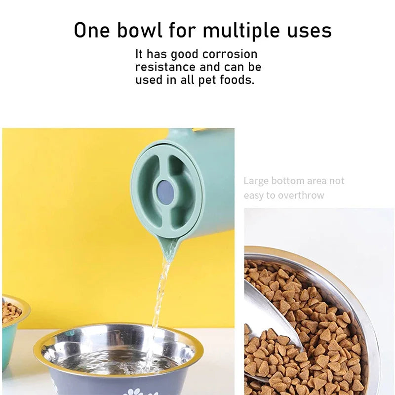 Stainless Steel Paw Print Dog Bowl