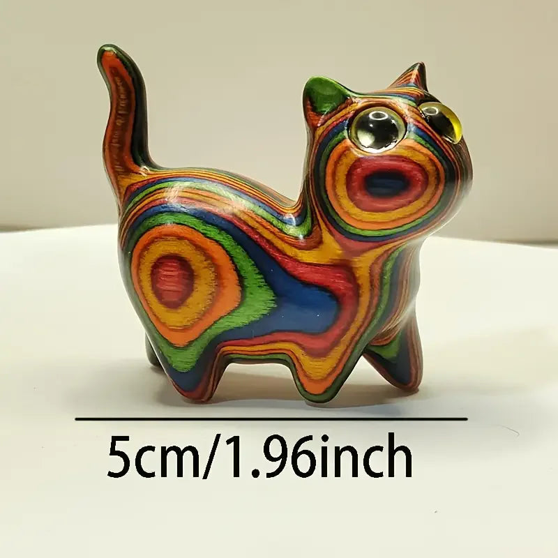Hand-Painted Wooden Kitten
