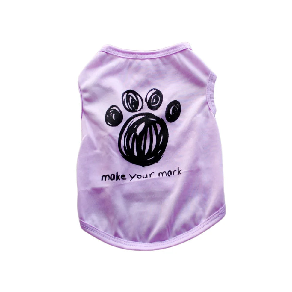 Printed Summer Vest for Small Dogs - Purple Paw / XS (0.6 to 1.2 kg)