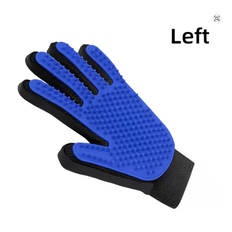 Pet Grooming Glove for Dogs and Cats - Blue Left