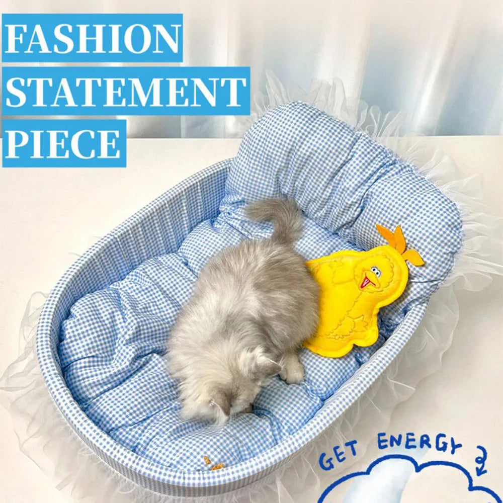 Lace-Trimmed Oval Pet Bed