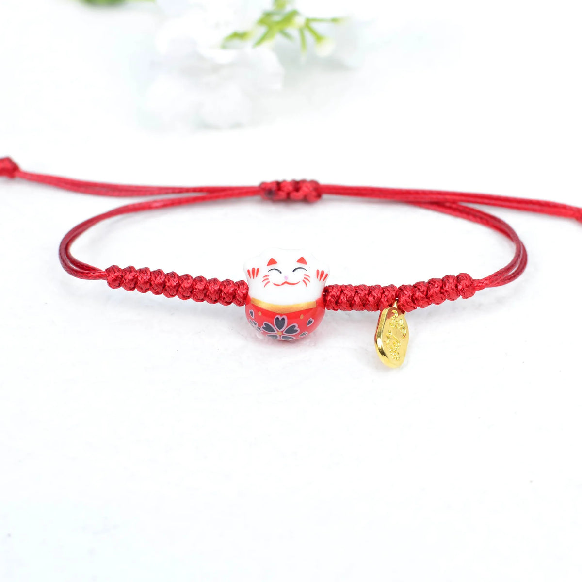Ceramic Lucky Cat Braided Bracelet