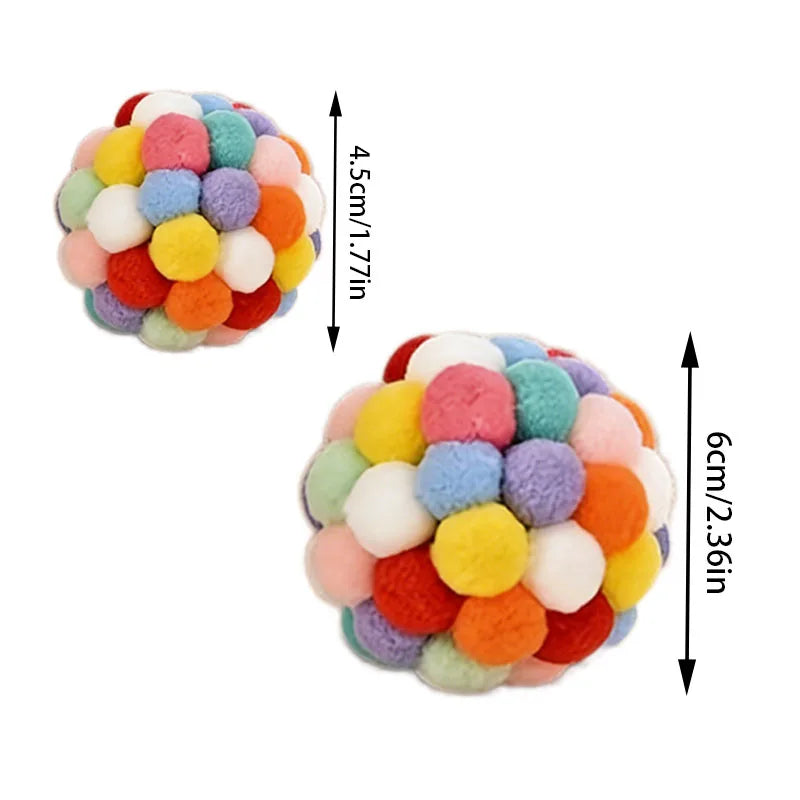 Pom-Pom Bell Balls for Cats, Pack of 2