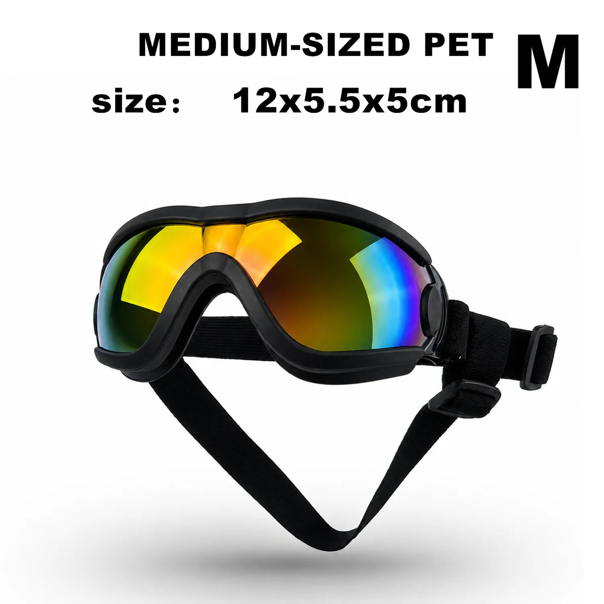 Dog Goggles with UV Protection - Black, red lens, M