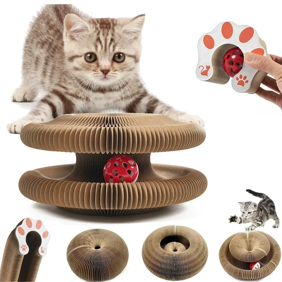 Folding Accordion Cat Scratcher with Ball
