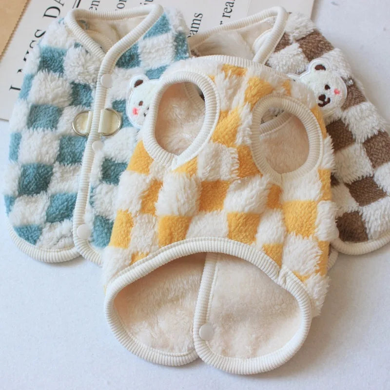 Checked Teddy Fleece Coat for Small Dogs