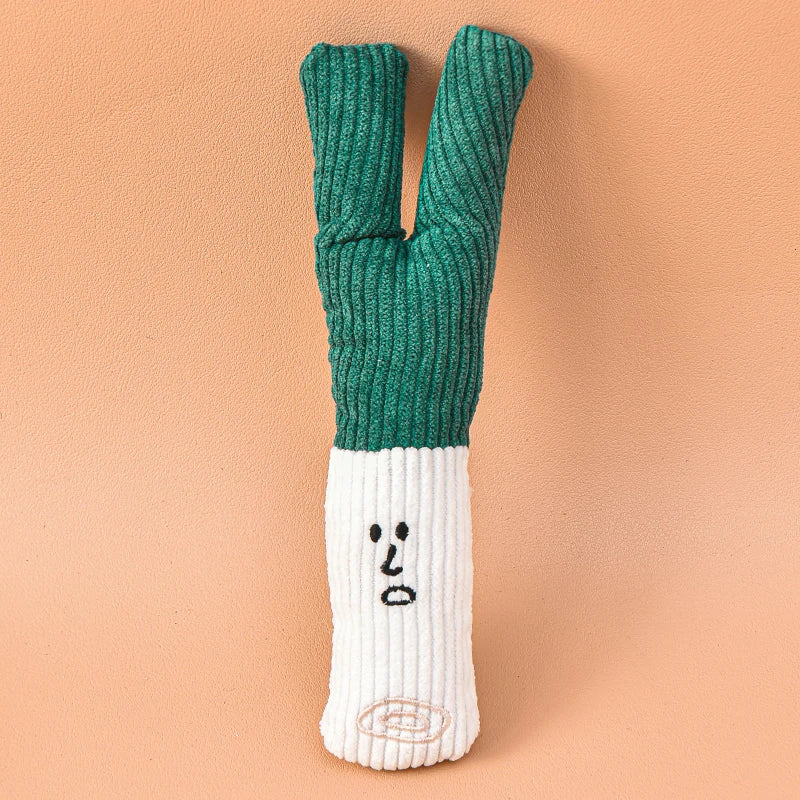 Squeaky Plush Vegetable Dog Toy - Spring onion