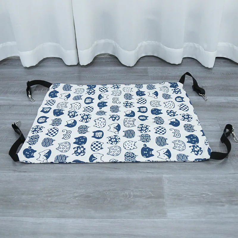 Hanging Cage Hammock - Thick-White Cat / S (38 x 35 cm)