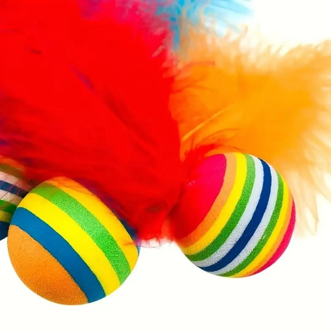 Feather Ball Cat Toys, Pack of 3