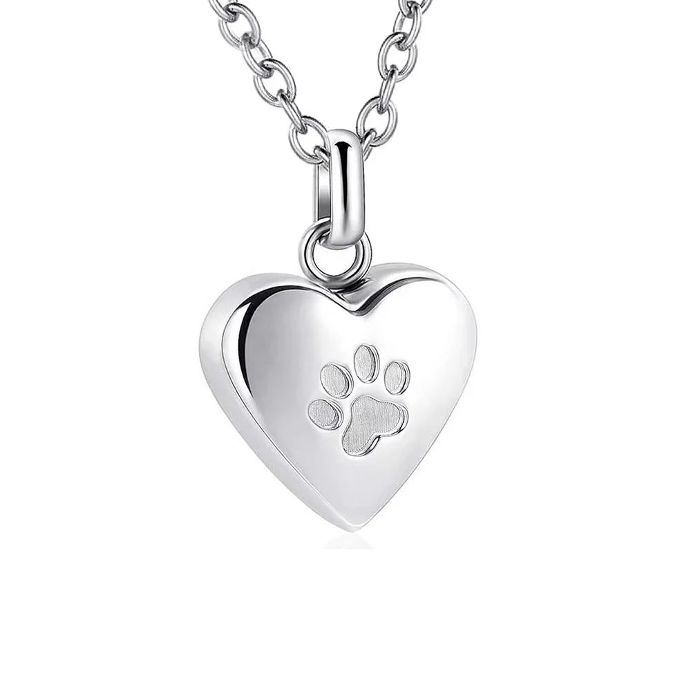 Open Heart Paw Keepsake Urn Necklace