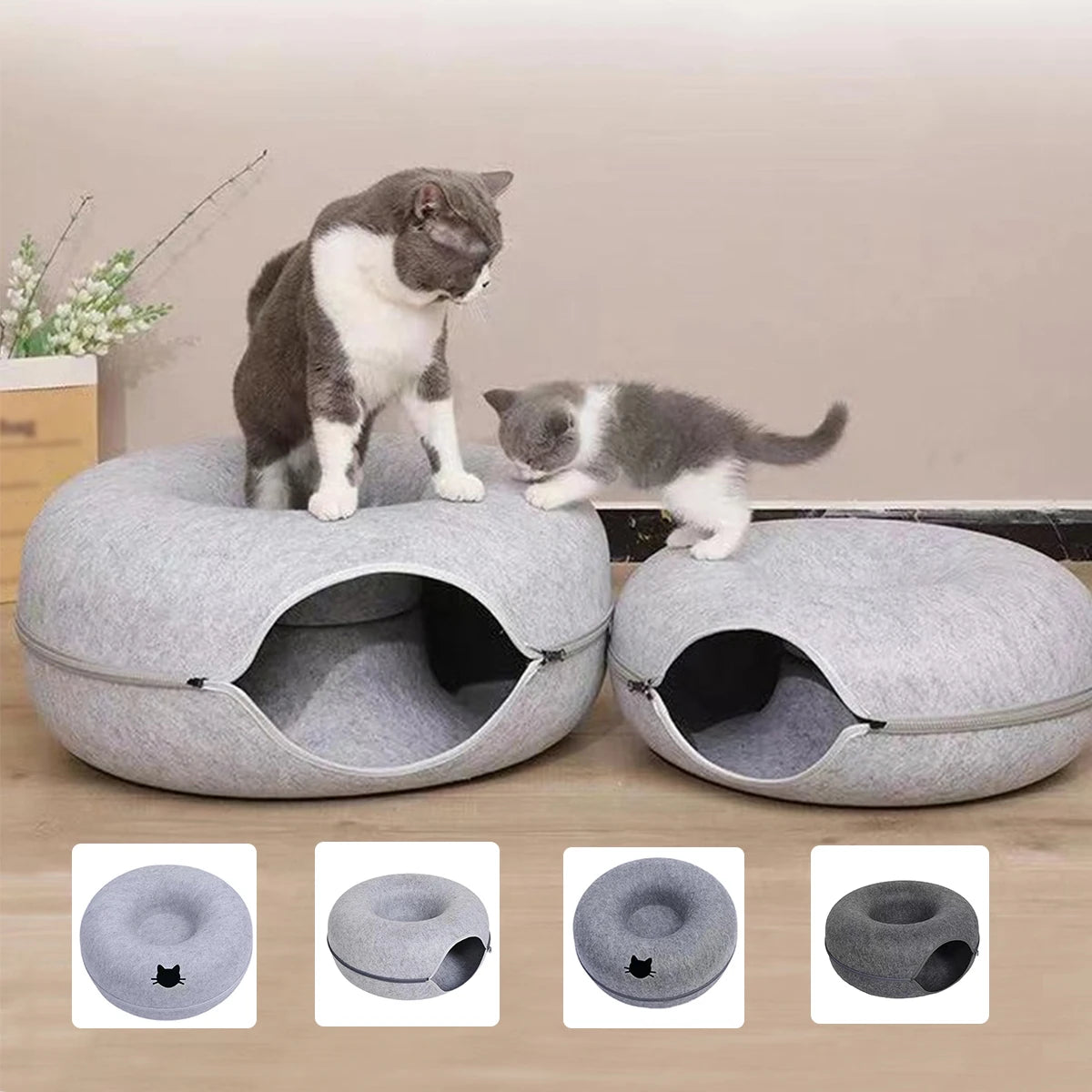 Felt Donut Tunnel Cat Bed