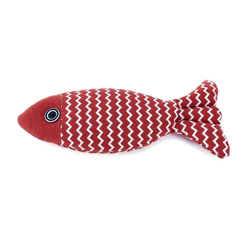 Fabric Fish Cat Toy - Red