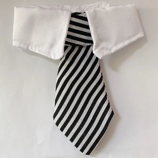 Formal Necktie Collar for Dogs and Cats - Black Stripes / 38 cm