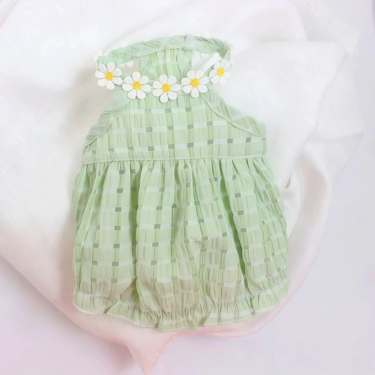 Daisy Summer Dress for Cats - Green / S