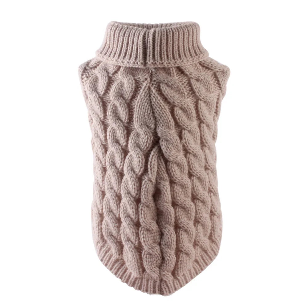 Cable-Knit Jumper for Sphynx and Small Cats - Khaki / XS (0.6 to 1.5 kg)