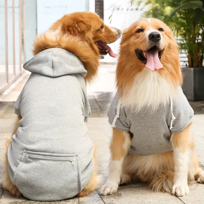Fleece Hoodie for Large Dogs - Grey / XXL