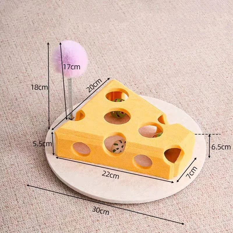 Felt Puzzle Maze Cat Toy with Ball - Yellow Cheese
