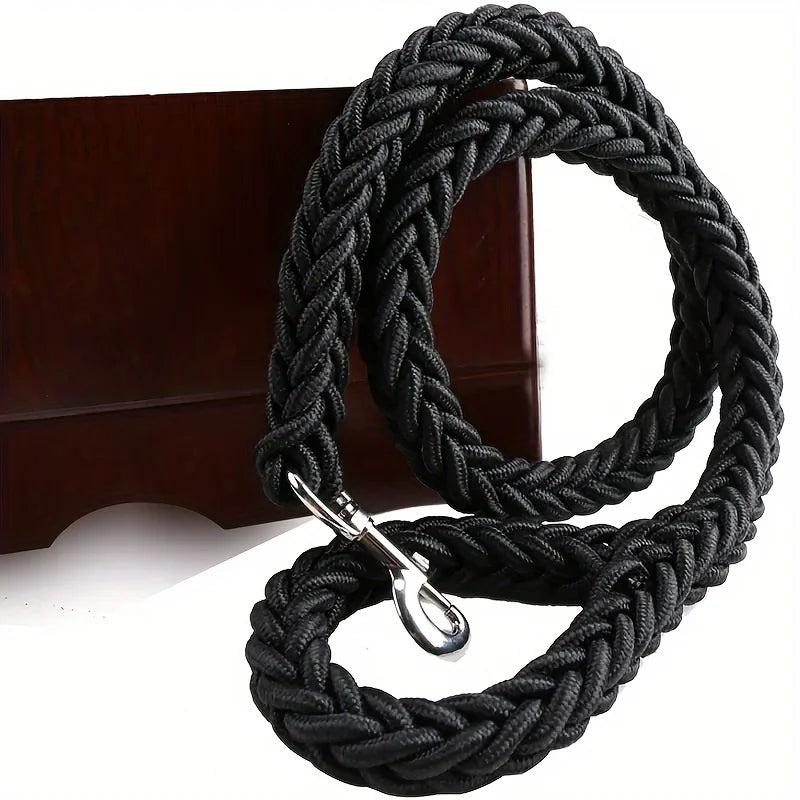Thick Braided Rope Lead for Large Dogs - Black / L