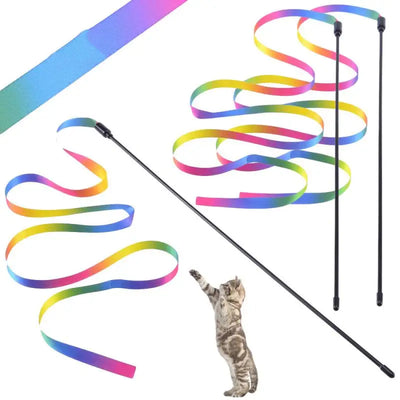 Rainbow Ribbon Cat Wand