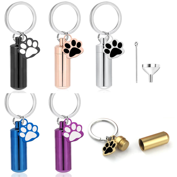 Paw Print Cylinder Urn Keyring