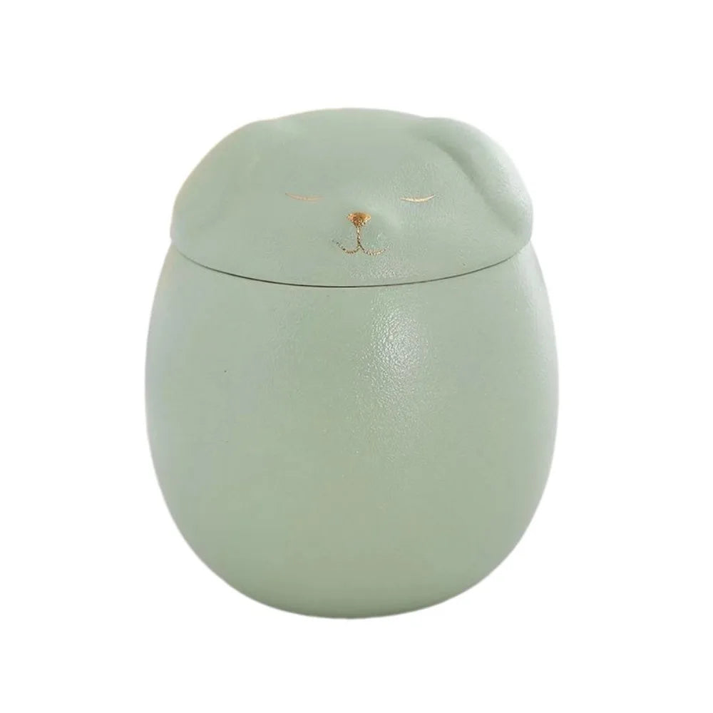 Green dog ceramic urn